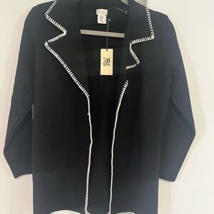 Max Studio Black Blazer with White Stitching